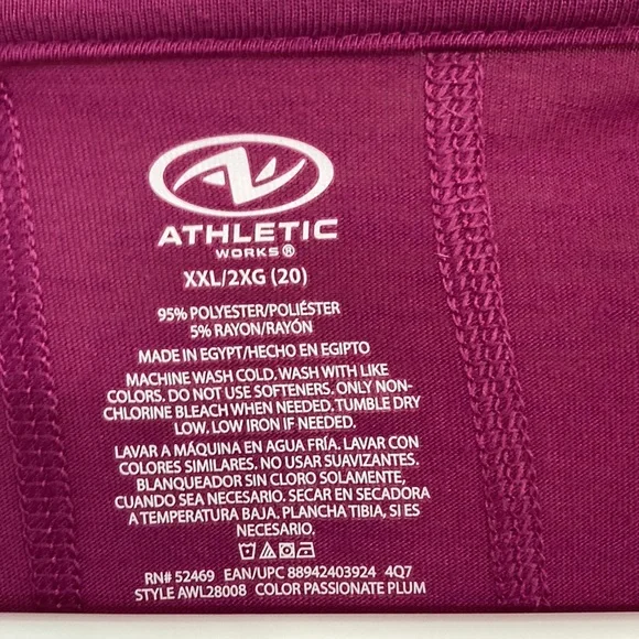 Athletic Works top short sleeves purple XXL 20 great condition 95poly/5rayon - Picture 3 of 10